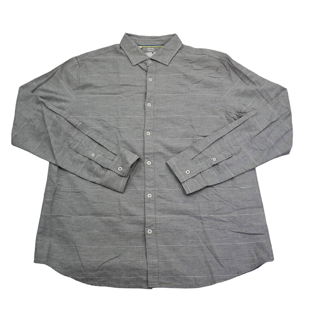 LARSSON & Co Shirt Mens XL Stockholm Gray blue stripped Button Down Long Sleeve
